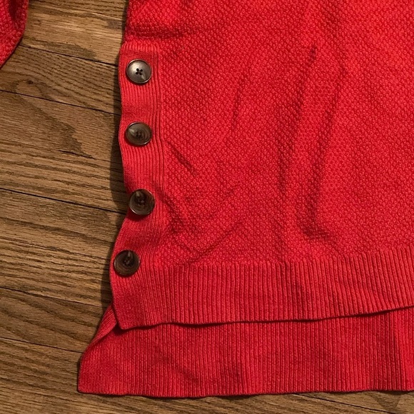 Lord and Taylor Red/orange Women's Sweater with Button Accents - Picture 4 of 7